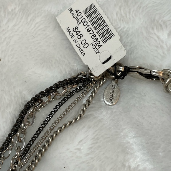NWT Chico’s Multi Strand Chain Necklace Silver, Gold, Black, Brass - Picture 7 of 14